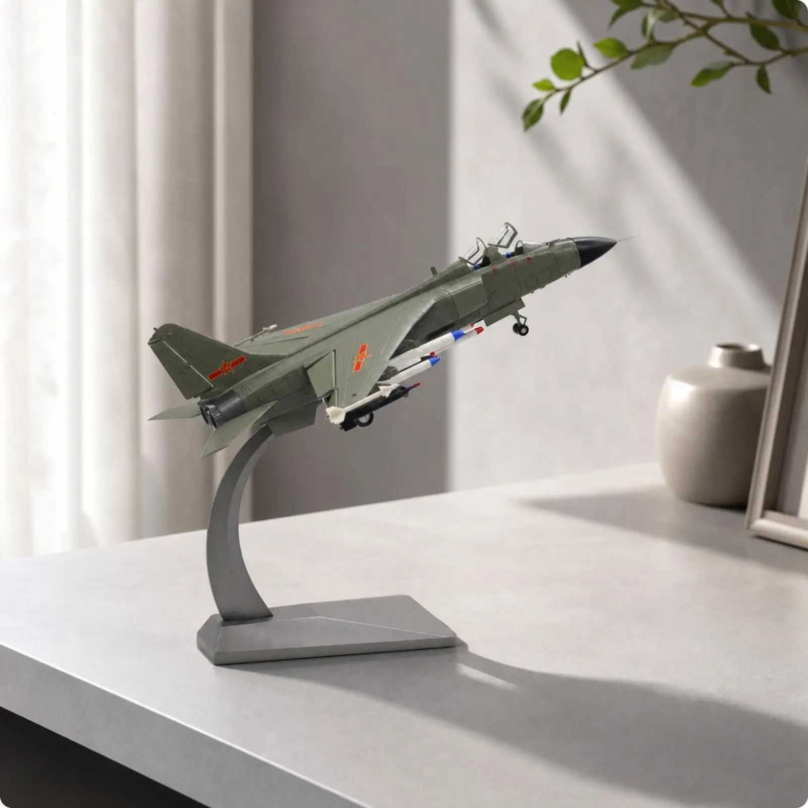 Jet Fighter Model 32CM Alloy Diecast Plane with Display Stand for Aviation Enthusiasts Collectors