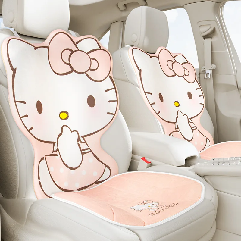 

Hello Kitty Winter Plush Car Seat Cushion Set, Exquisite Quilted Cartoon Ladies Interior Kit, Soft Comfortable Fits Most Cars