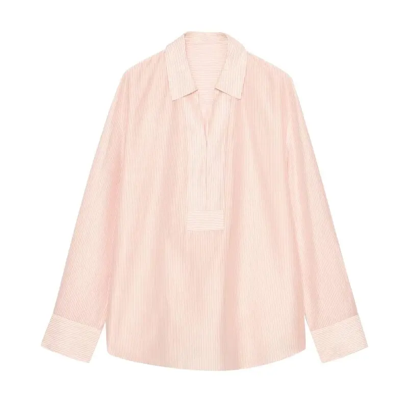 Elegant Long Sleeve Collared Shirt Women's Fashion Early Autumn New Arrival Versatile Design Commute Style Loose Fit Shirt