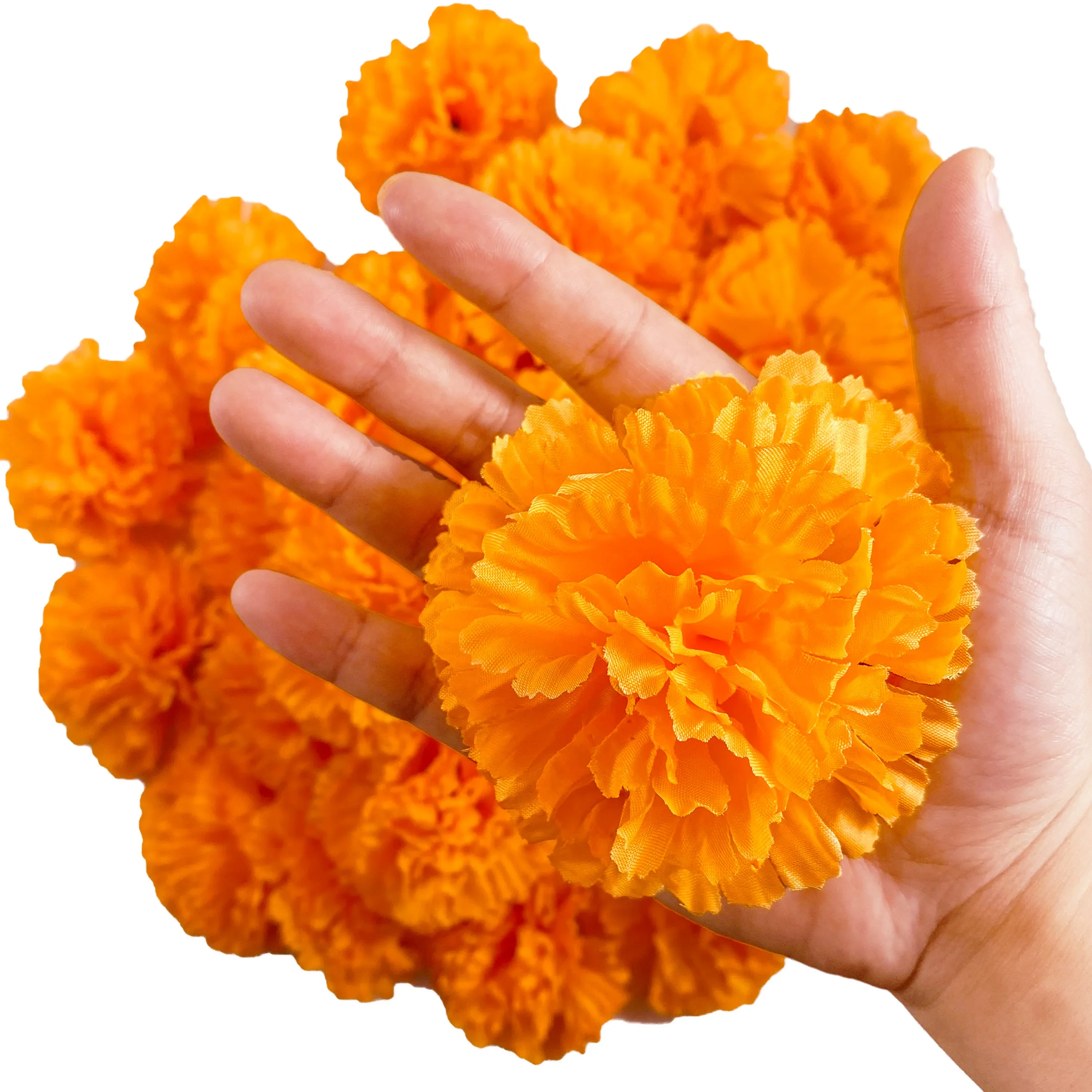 Marigold Flower Heads for Diwali Home Decor DIY Wreath Garland Craft Wedding Party Decoration Halloween Decor