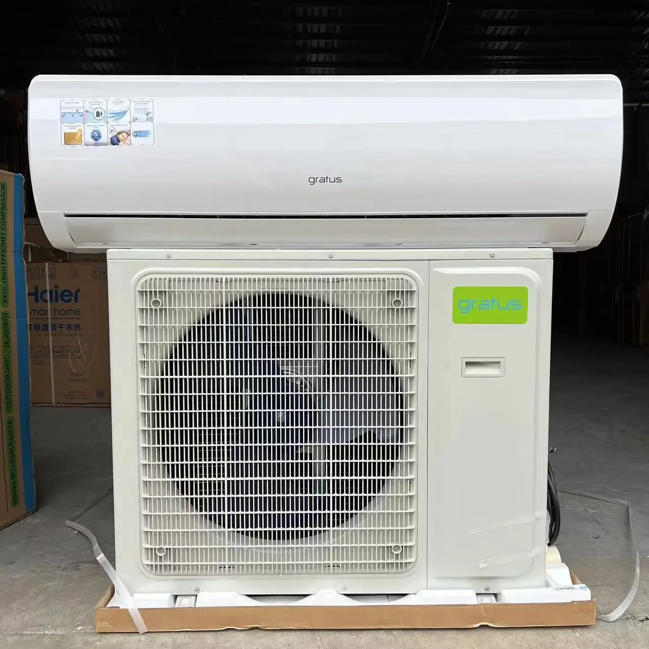 UAE GRATUS 3 TON 36000btu High Wall Air Conditioner 220V 50hz R410a T3 Cooling Only Fast Turbo Cooling Golden Fin 4D Air Flow