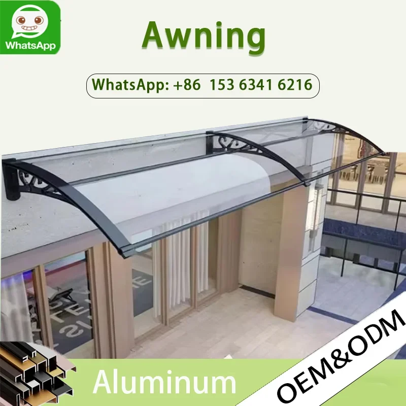 

OneAlu New Design PC Board Aluminum Awning - Solid Window, Sunshade & Rainproof Outdoor Shelter for Balcony & Doorway