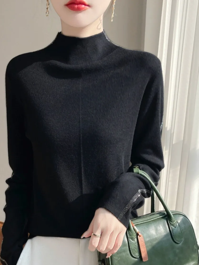 الثقيلة دو تألق حجر الراين f عالية Ne محبوك سترة المرأة Sle الدافئة عارضة Faion تريكو الإنتاج الصيني