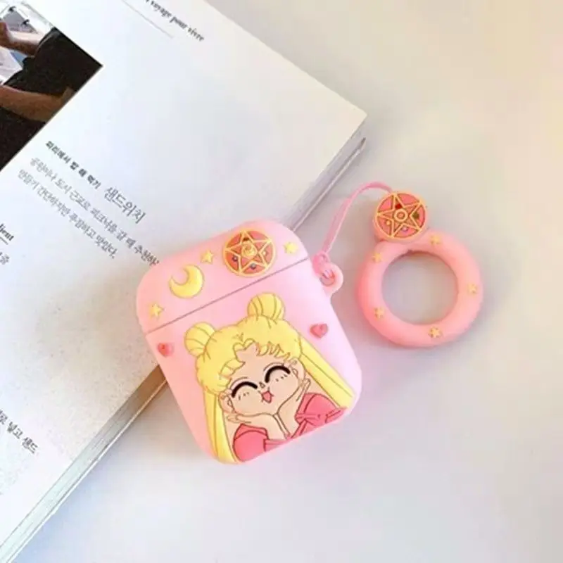 Kawaii Sailor Moon Airpods case anime girl Airpods case Earphone Case Silicone soft Airpods case For Airpods 1,2,3,Pro,Pro2