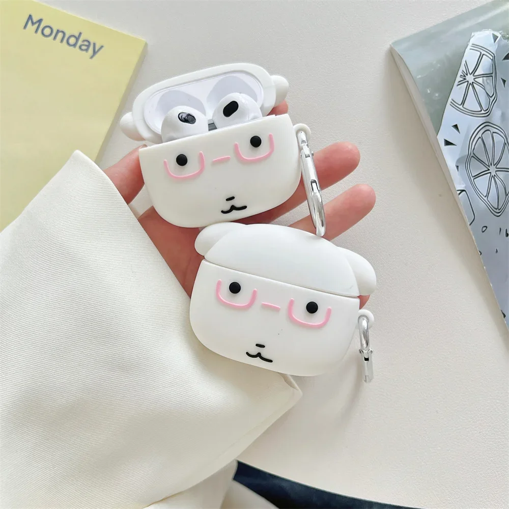 Kawaii 3D Big Head Dog Silikon-Kopfhörerhülle Stoßfest für Apple Airpods 3 4 Cover Airpods Pro2 4 Pro3 Kopfhörer-Schutzhülle – Detail 10