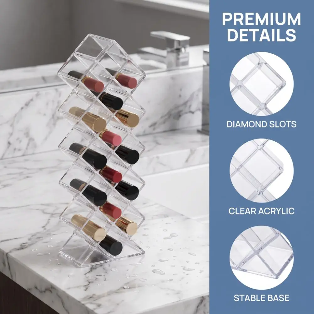 New Clear Lipstick Holder Acrylic Fish Shape Acrylic Lipstick Tower 16 Slots Universal Clear Lip Gloss Organizer Makeup Lovers