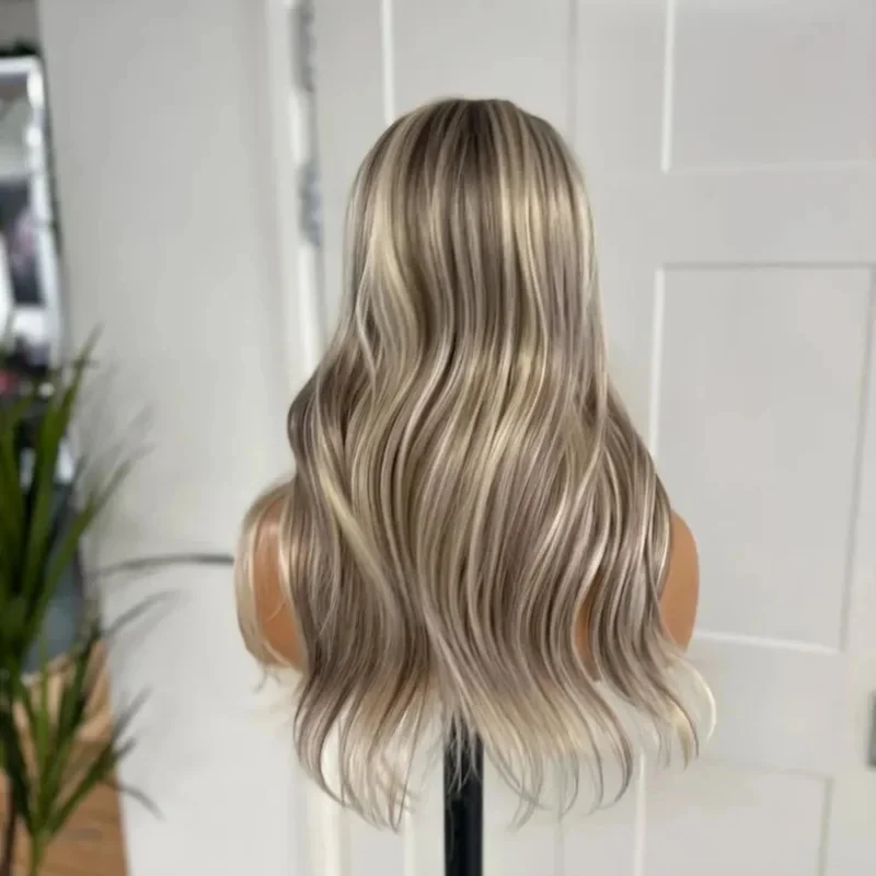 الجزء الأوسط شعر مستعار امرأة سمراء القرفة البلاتين الأبعاد العسل لينة Balayage شعر مستعار متموج أومبير HD غير مرئية الدانتيل شعر مستعار أمامي للنساء #3