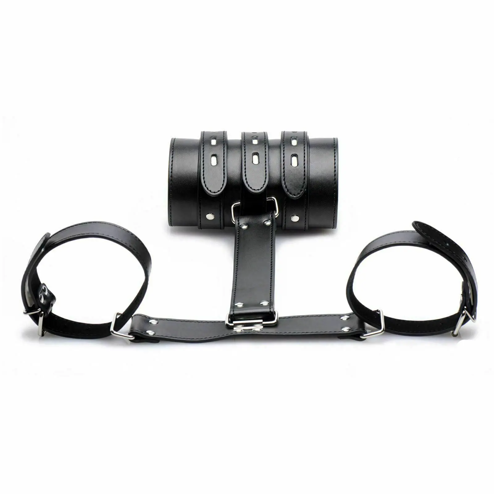 Arm Binder Fetish BDSM Bondage Gear Restraints Locking Buckles Wrist Handcuffs