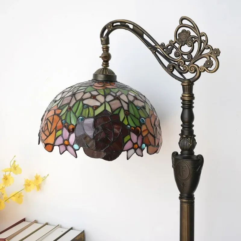 Paralume in vetro colorato a mano rosa bicolore rosso e arancione da 12 pollici in stile veneziano romantico Tiffany