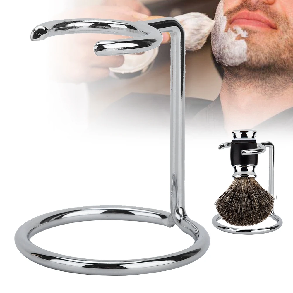 

Men Stainless Steel Shaving Brush Stand Razor Holder For Salon Home Travel Use