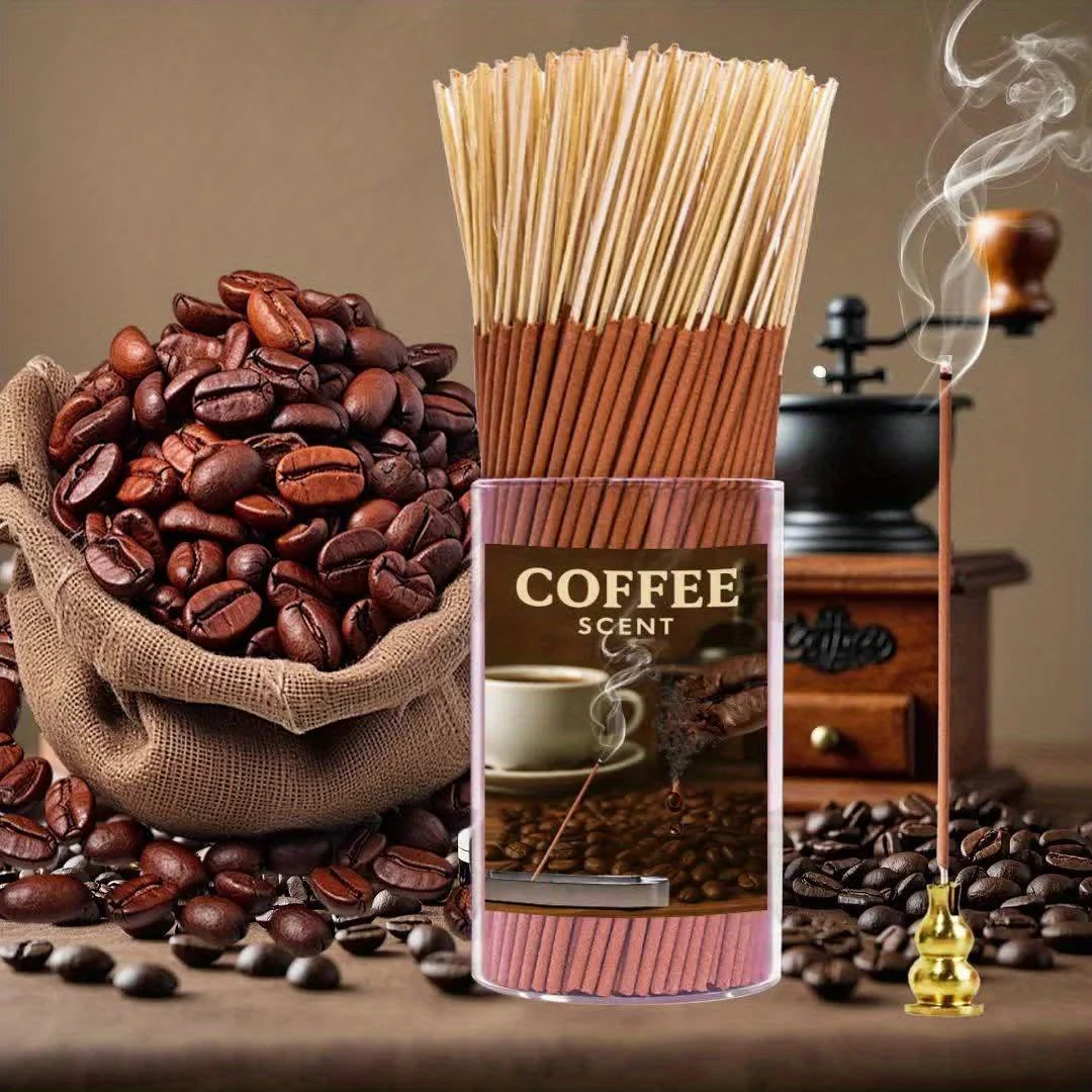 Kaffee-Aromatisierte Premium Natürliche Räucherstäbchen, 22cm Lang, Stark Duftende Handgemachte Bambus-Räucherstäbchen, Hergestellt nach Traditionellen Methoden, mit Reichem Aroma, Langanhaltender