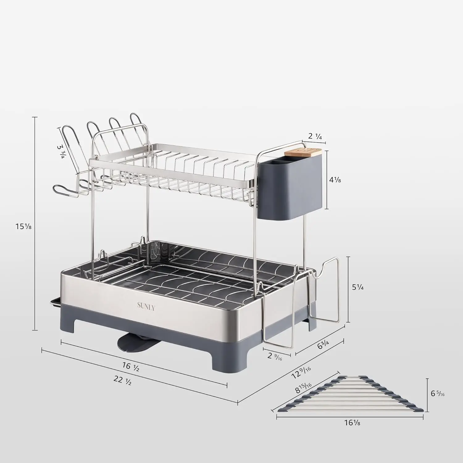 Cremalheira de secagem extra grande, Escorredor grande multifuncional para cozinha, 2 camadas