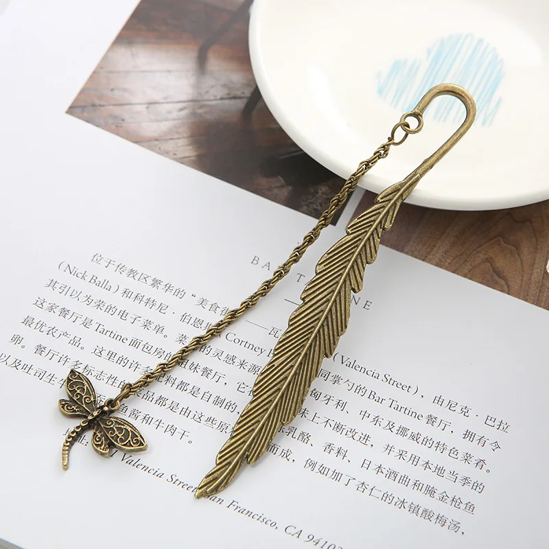 Retro Feather Leaf Bookmark for Books Animal Metal Bookmarks Clip Handmade Decorative DIY Stationery Delicate Gift Book Marks