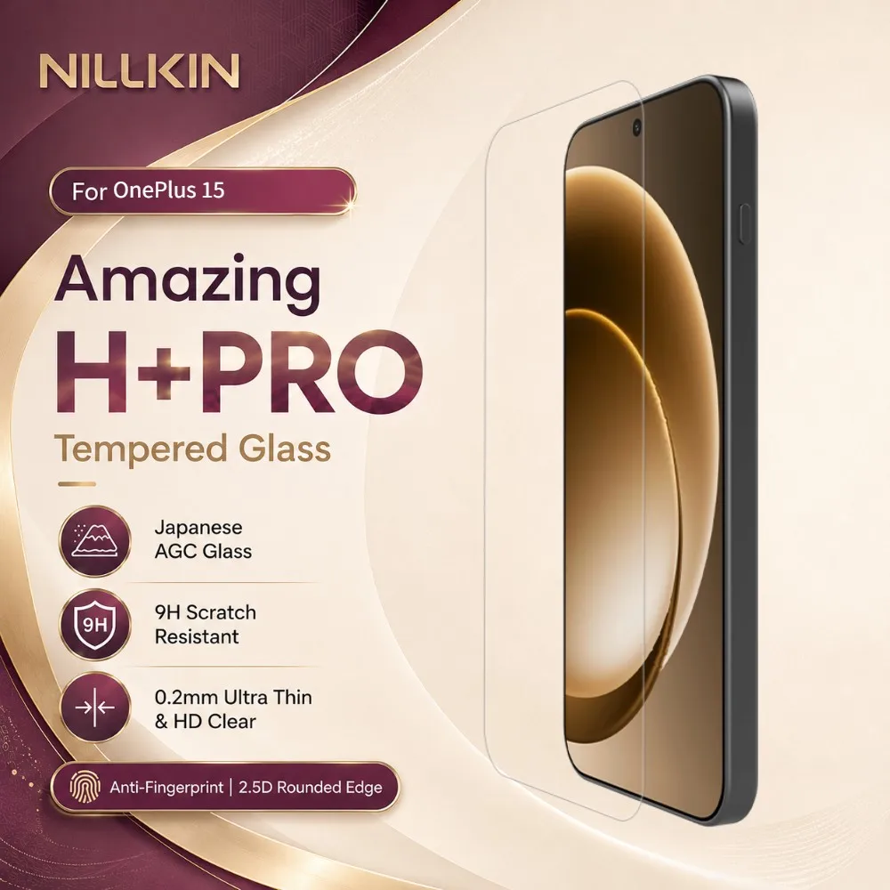 NILLKIN Tempered Glass For OnePlus 15 15R Protector Film Anti-Scratch Anti-Fingerprint Support Fingerprint Unlock FM5000