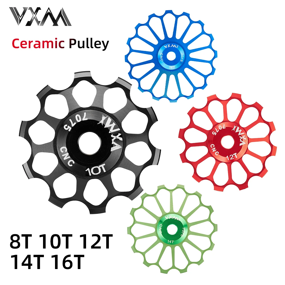 

VXM-Rear Derailleur Pulley Set for MTB Road Bike, Wide and Narrow Tooth Guide Wheel Support 7-12Speed Shimano Sram8/10/12/14/16T