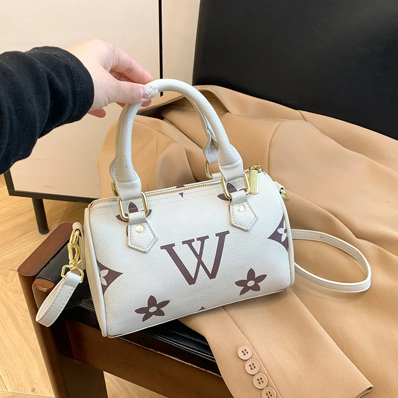 حقيبة يد مطبوعة ممتازة جديدة لعام 2025 - ريترو قديم - تصميم حروف الزهور، حقيبة ساعي نسائية متعددة الاستخدامات، حقيبة مربعة صغيرة عصرية