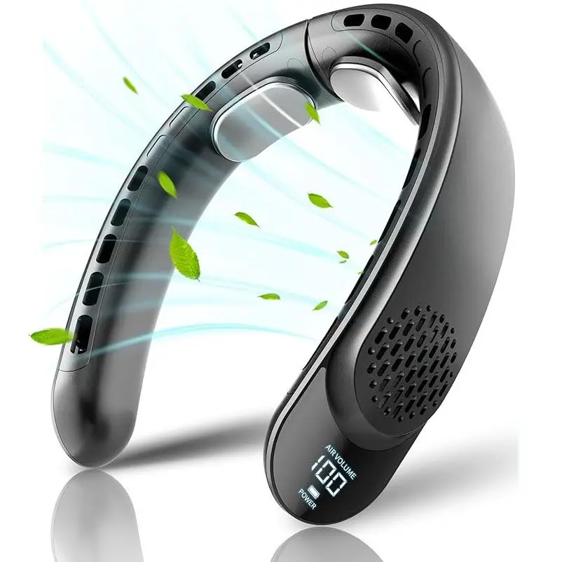 

New Quad-Core USB Neck Fan Turbine Vaneless Design Easy Simple Control Carry for Outdoor Portable Portable Summer Gift Wearable
