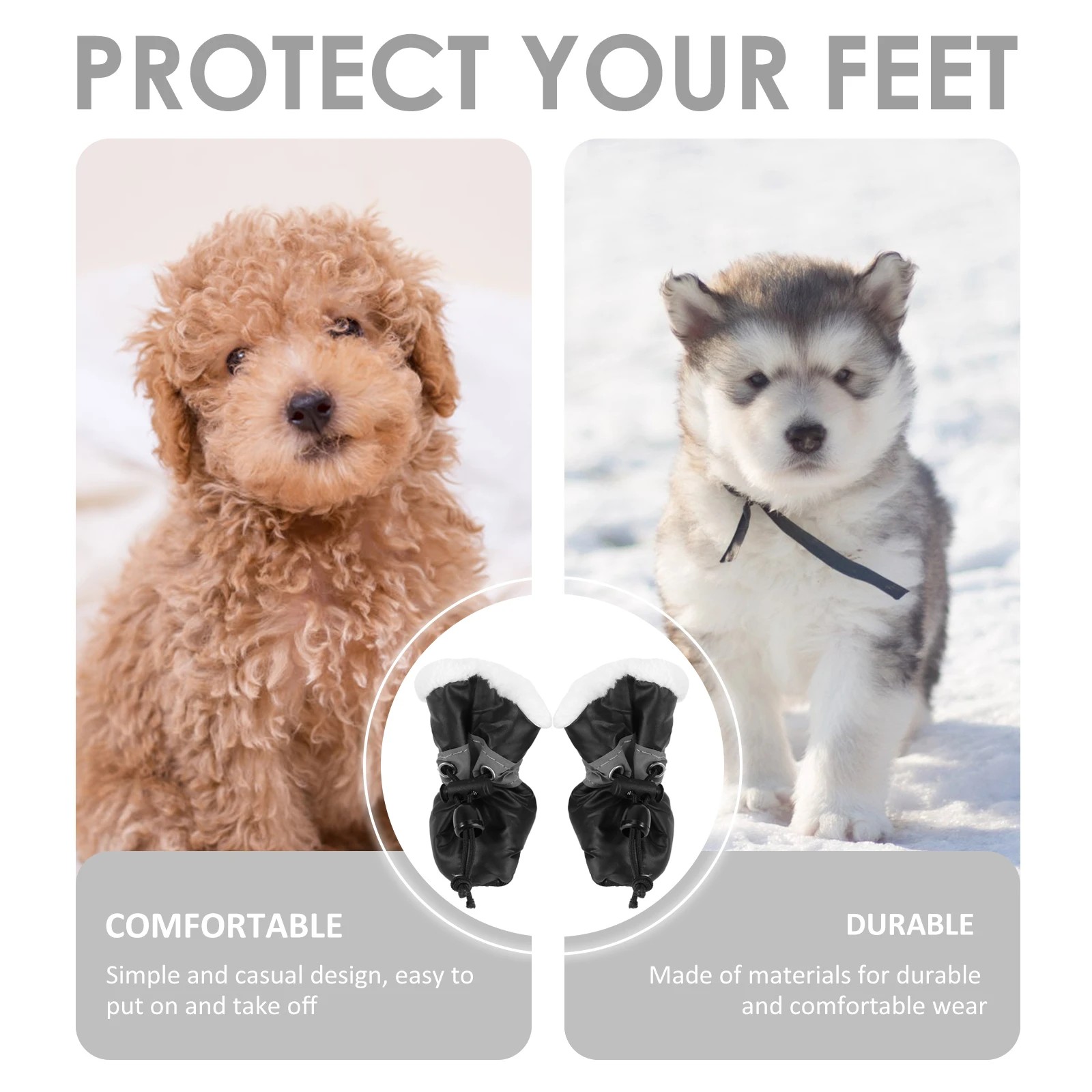 

4pcs Anti-Slip Dog Boots Waterproof Outdoor Thick Sole Comfortable Adjustable Elastic Band Easy On Off Black Size 1 Paw