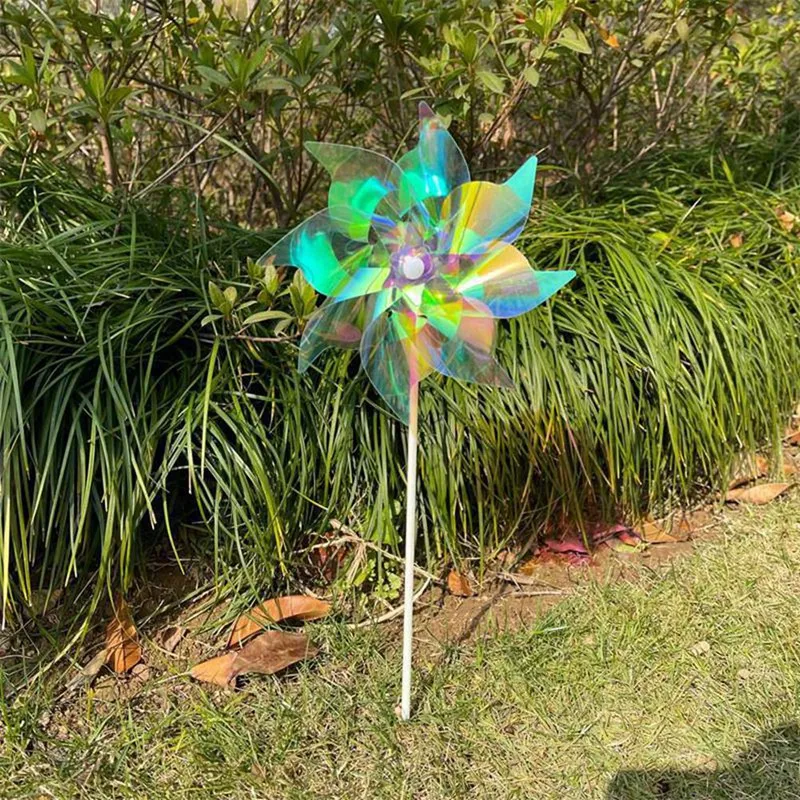 Reflective Pinwheels Wind Spinner, Extra Sparkly Pinwheel With Stakes, Bird Repellent Blinder Devices