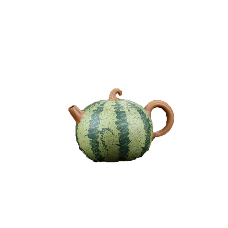 Biomimetic watermelon a pot of two cups of purple clay pot raw ore slurry new Yixing tea set wholesale teapot gift.  tools