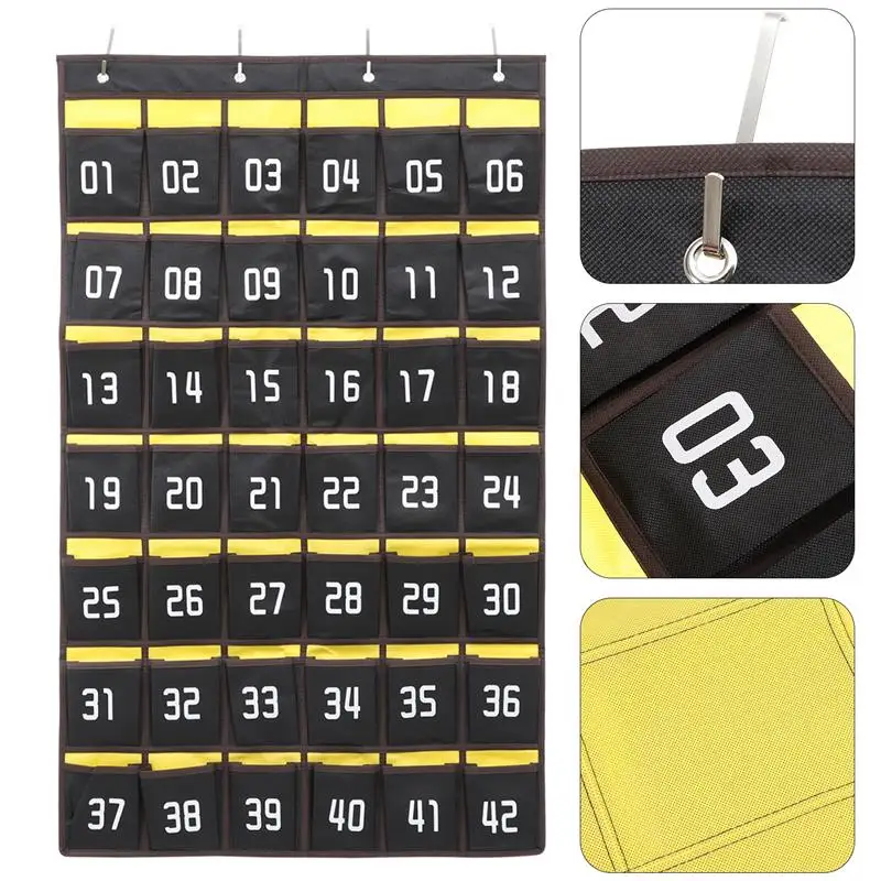 36 Pockets Numbered Organizer Classroom Pocket Chart for Calculators Holders Phone Hanging Pouch Sundry Storage Bag