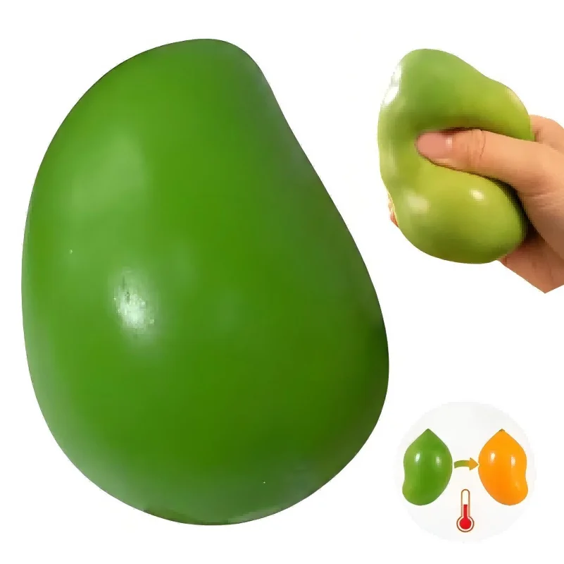 Color Changing Mango Squishy Fidget Toy Soft ASMR Sensory Squeeze Ball Anti-Anxiety Stress Relief Fidget Toy for Adults