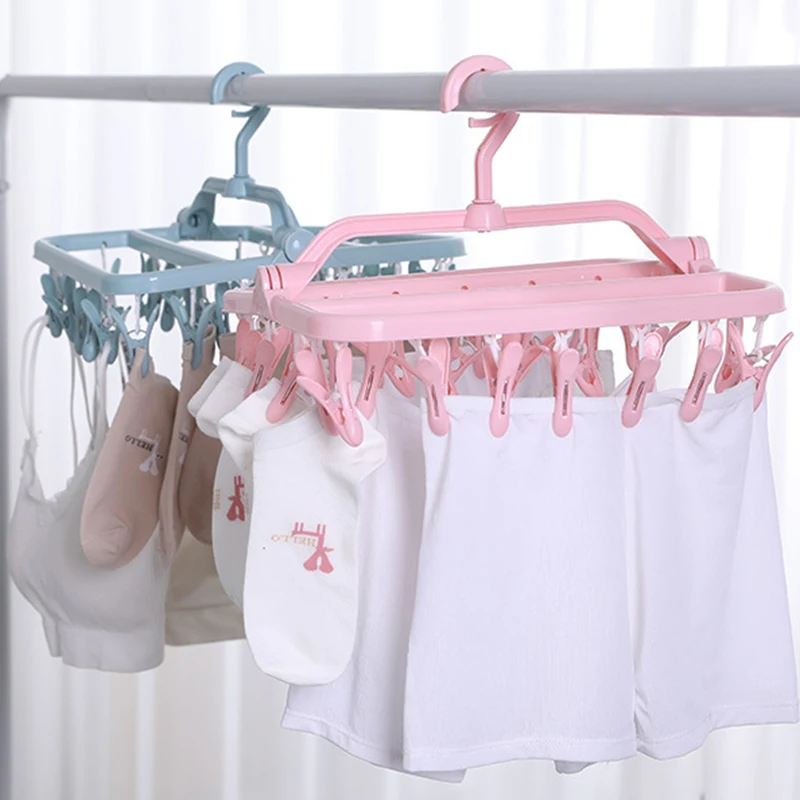 32 Peg Dryer Washing Line Airer Clothes Horse Underwear Socks Pants Hanger