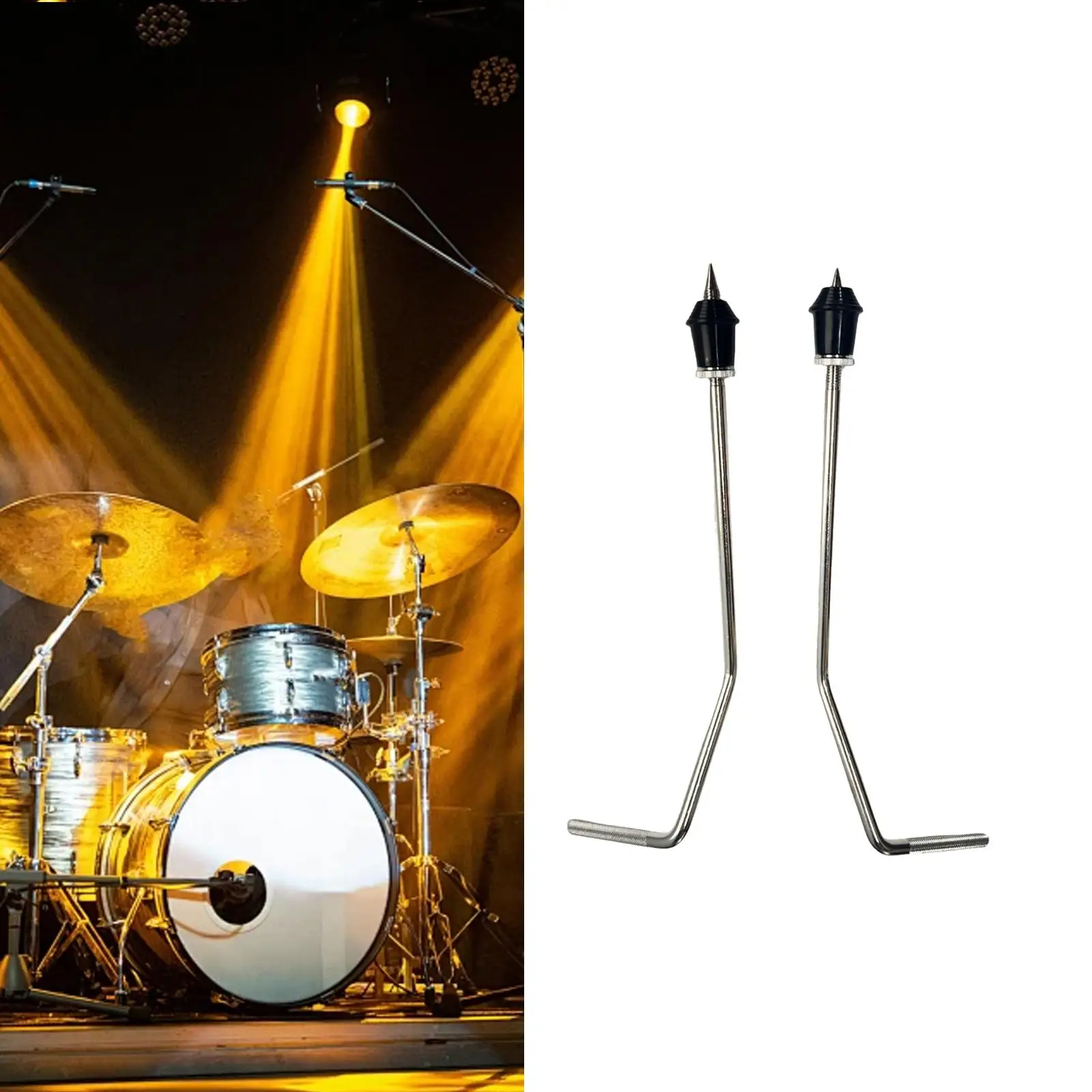 2Pcs Bass Drum Legs Drum Part Floor Tom Legs Drum Drum Riser Floor Foot Replace for Repairing Drummer Percussion Percussionist