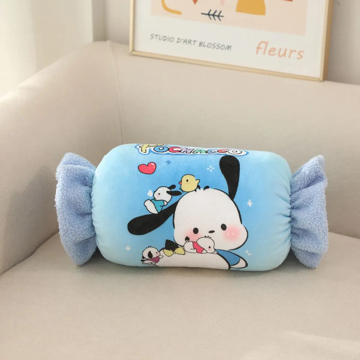 Leuke Sanrio Kuromi Pluche Kussen Cartoon Snoep Pluizige Handwarmer Dutje Kussen voor Studenten Anime Bank Decoratie Zoete Meisje Stijl
