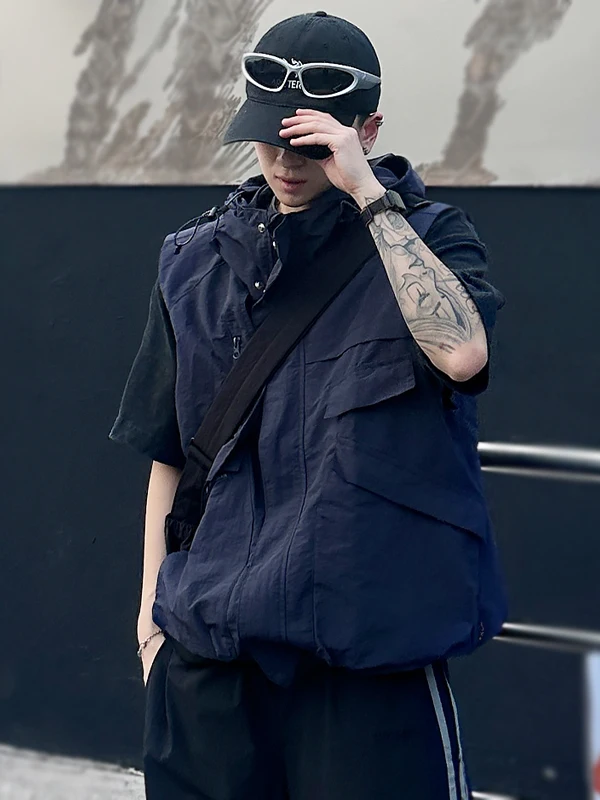 

Outdoor Functional Workwear Vest ex Summer Multi-ket Loose Versatile Trendy Vest Jaet for Youth All Seasons