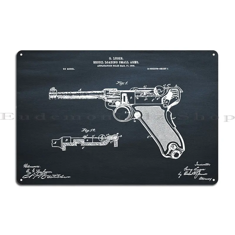 1904 Luger Pistol Metal Plaque Poster Decoration Wall Decor Designing Cinema Cinema Tin Sign Poster