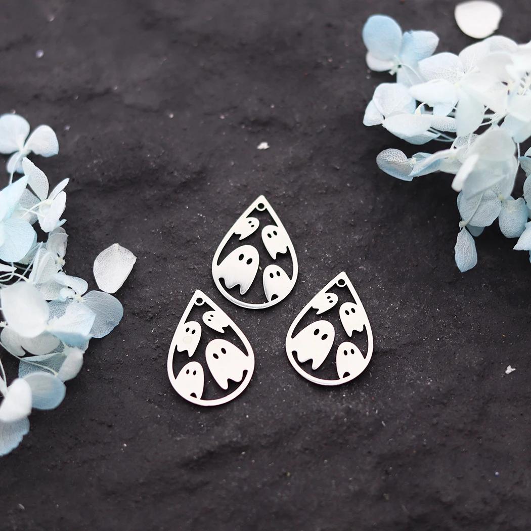 3pcs Stainless Steel Charms For Jewelry Making DIY Christmas Halloween Pendant For Bracelet Necklace Ghost Charm