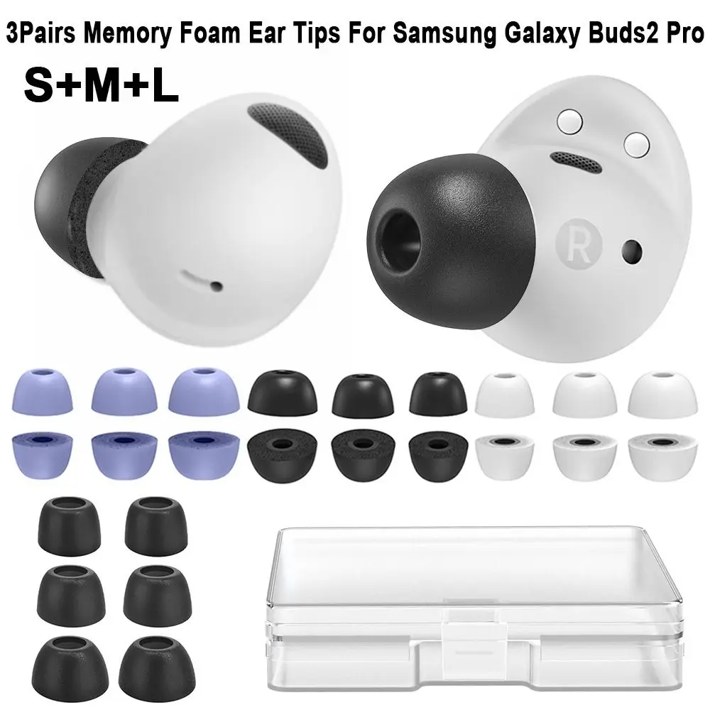 3Pairs Memory Foam Ear Tips Anti-Slip Noise Reduction Replacement Earplugs Earbuds Accessories for Samsung Galaxy Buds2 Pro
