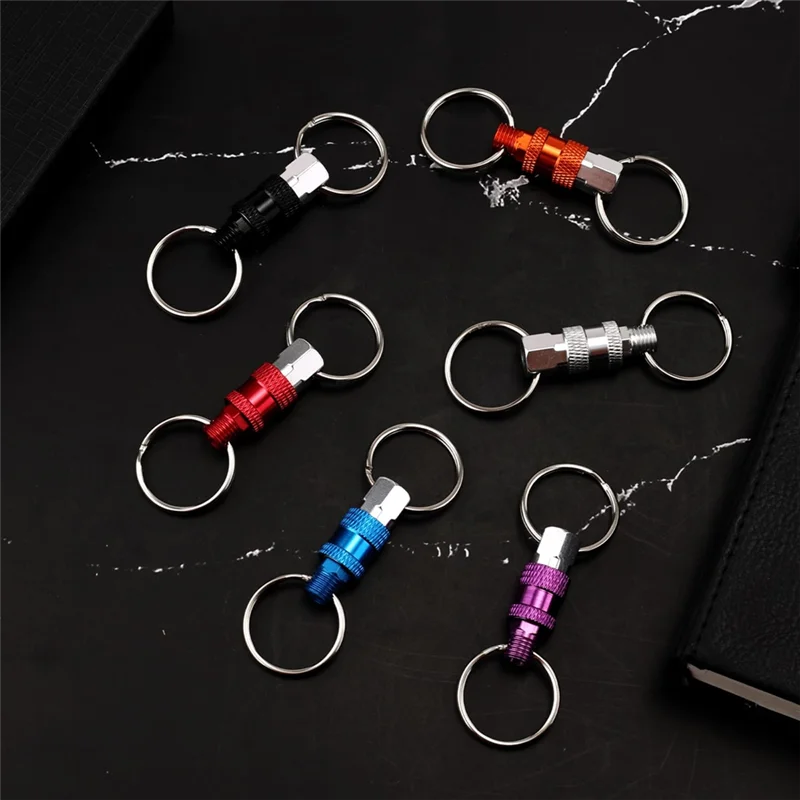 

SOFT-6Pack Pull Apart Keychain,Quick Release Keychain Aluminum Keychain With 2 Split Rings Chain Separate Detachable Key Ring
