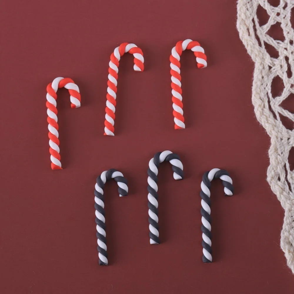 50 Pieces PVC Christmas Candy Cane Ornaments Mini Crutch DIY Accessories for Cream Glue Phone Case Hairpin Craft Decoration