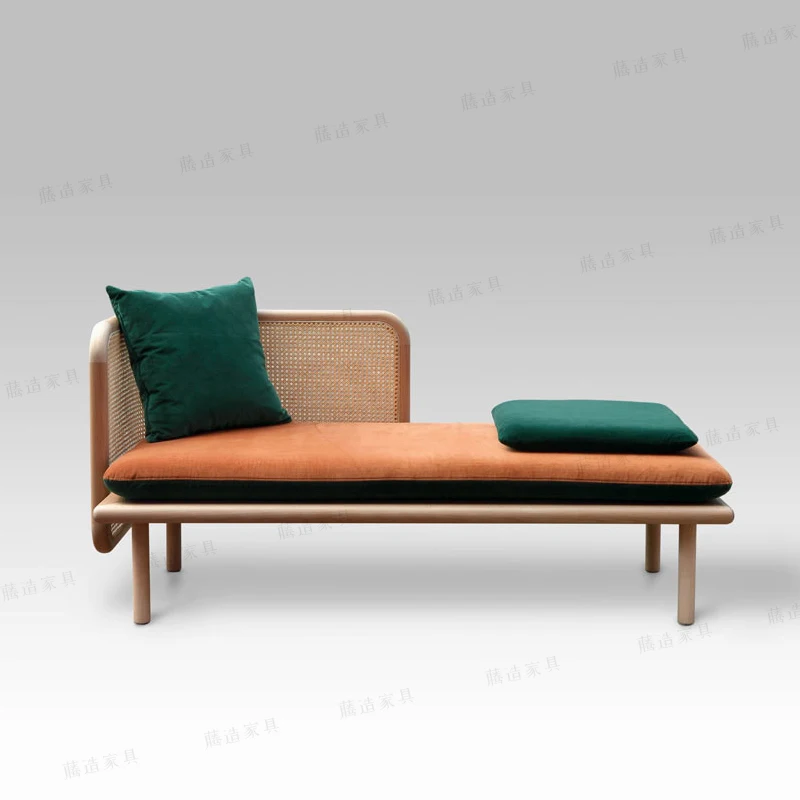 

Living Room Bedroom Concubine New Chinese Rattan Chair B & B Wabi Sanfeng Solid Wood Lazy Sofa Bed Reclining Chair Beauty Bed