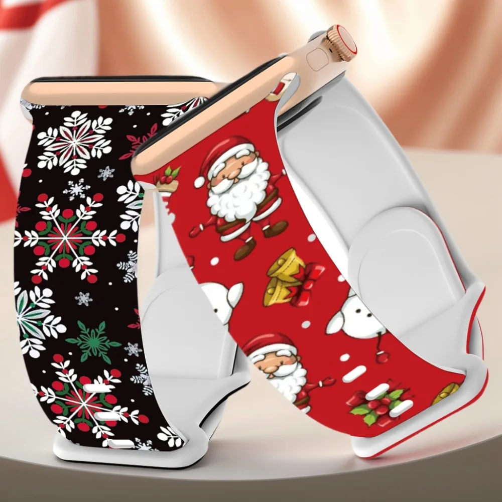 【セール中】シリコン製クリスマスバンド Apple Watchストラップ用 46mm 41mm 42mm 44mm 45mm 49mm スポーツブレスレット iWatch 11 10 9 8 7 6 5 SE Ultra 3対応