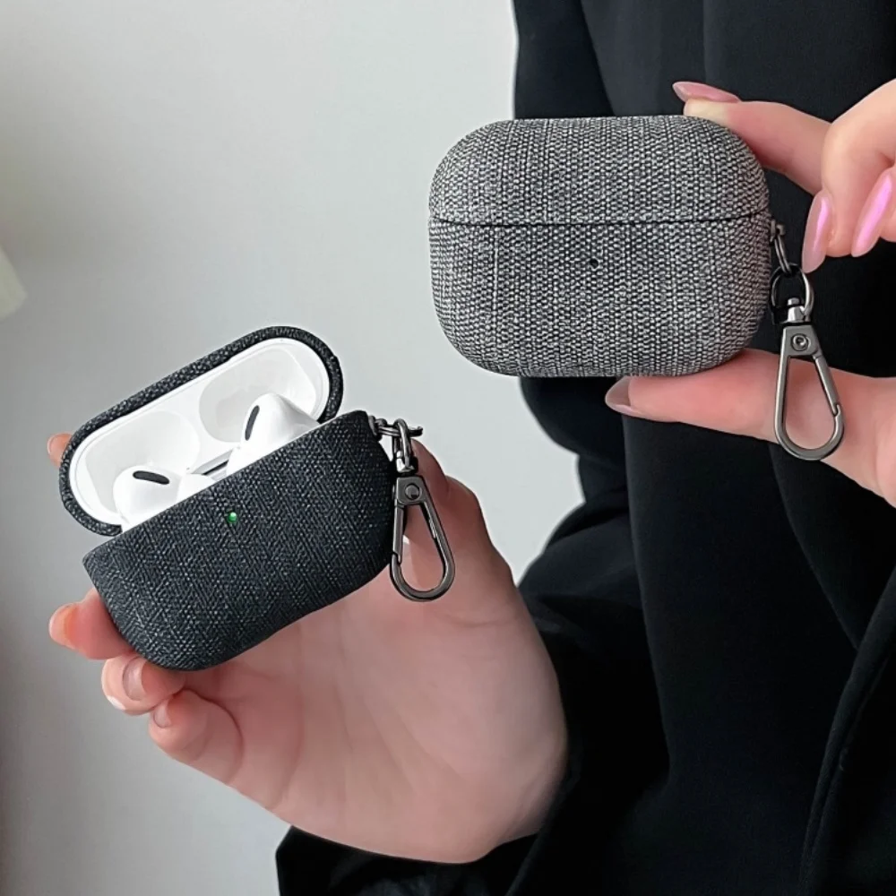 Fashion Matte PU Leather Hook Earphone Case For Apple Airpods 1 2 3 4 Pro 3 2 Wireless Bluetooth Earphone Anti Scratch Cover