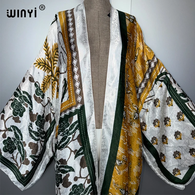 WINYI Africa boho Kimono aperto sul davanti Abiti caftano donna musulmana Cardigan abiti da spiaggia copricostume da spiaggia maxi cappotto da festa