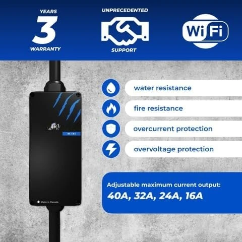 

Portable EV Charger 40 Amp UL Certified Indoor Outdoor Car Charging Station NEMA 14-50 Plug 25ft Cable NACS Connector