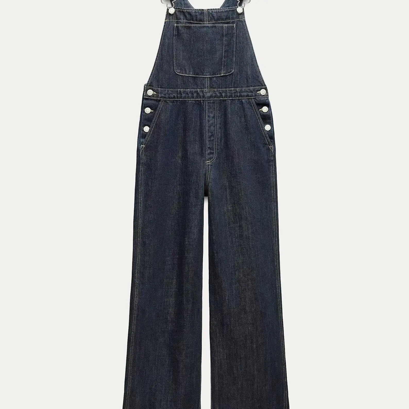 Fall 2024 New Women's Simple Versatile Long Denim Overalls 89729 Commute Sle Vintage Waed Wide Leg l Waist Jeans