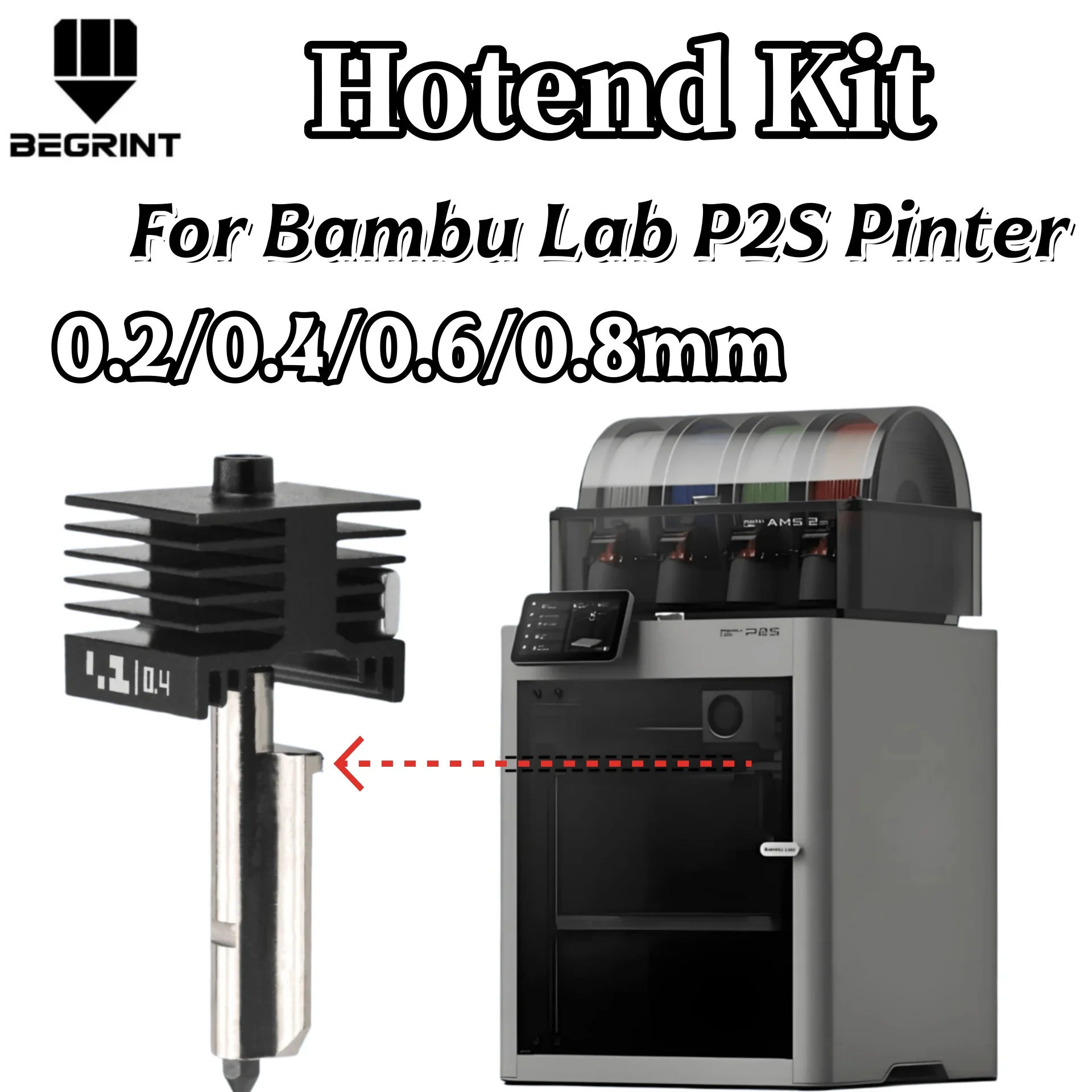 

Модернизированный хотэнд из закаленной стали для Bambu Lab P2S H2D с соплами 0.2/0.4/0.6/0.8 мм для 3D-принтера Bambu Lab P2S H2D