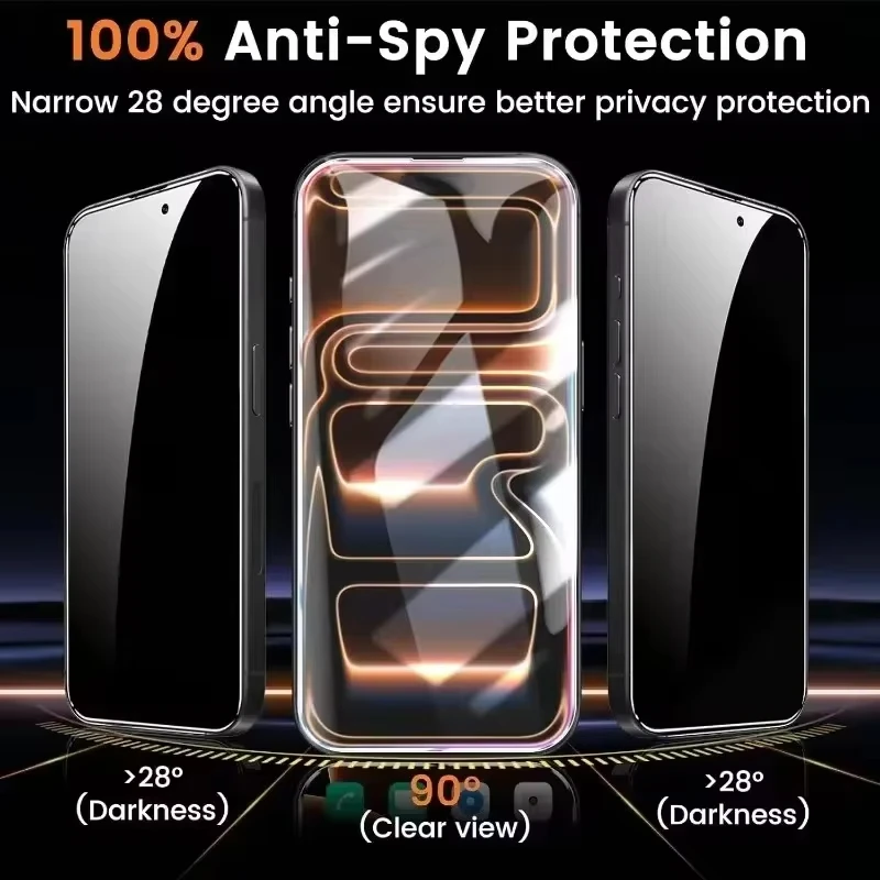 1-4Pcs Privacy Screen Protector Protective Glass for iPhone 15 16 17 14 13 11 12 Pro Max Mini Plus XS XR 16e Anti-spy Glass Film view 2