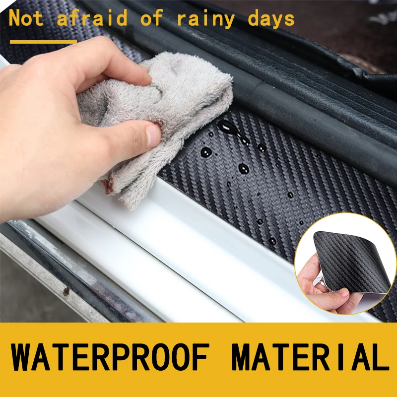Car Door Sill Carbon Fiber Sticker Threshold Side Anti Scratch Waterproof For Volvo Rdesign Trunk Bumper Scratch Guards Decals