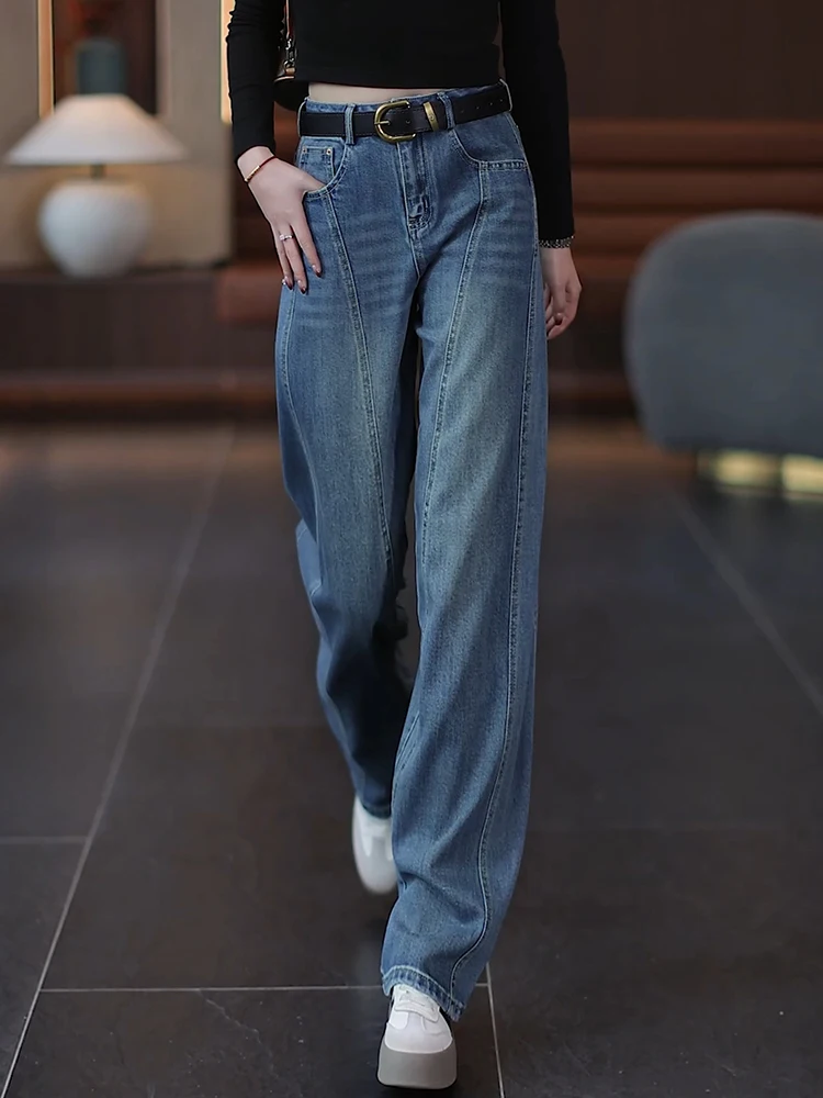 

Джинсы женские с высокой талией, широкими штанинами и зауженным кроем, весенне-осенние, в корейском стиле, повседневные, из смесового хлопка