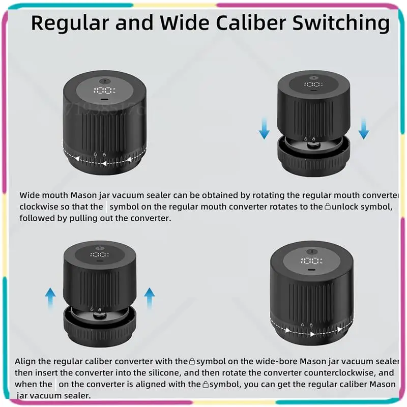 B13C Electric Rechargeable Ball Jar Sealer For Mason Jars, Vacuum Sealing Kit Fits For Regular Mouth& Wide Mouth