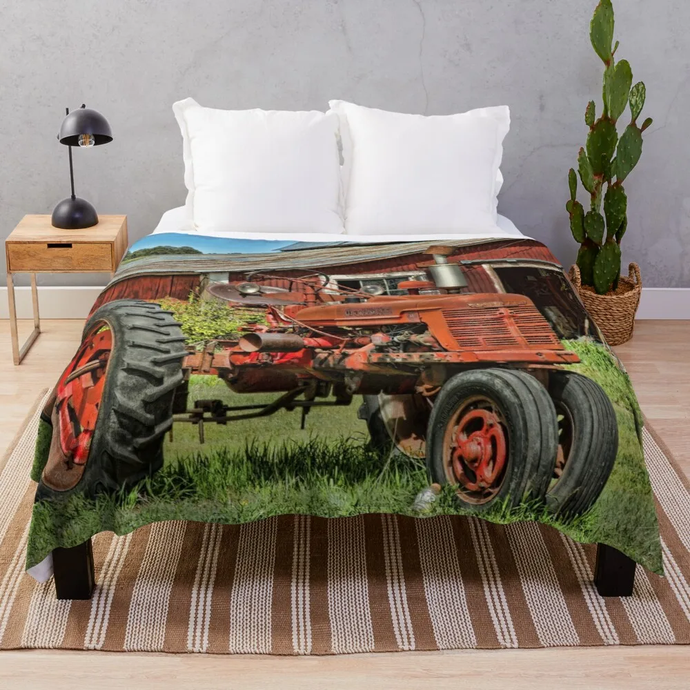 

1952 Farmall Tractor Throw Blanket sofas travel blanket stuffed blankets