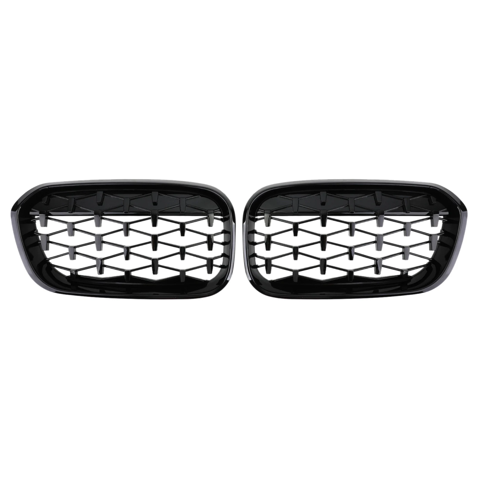 1 Pair Front Kidney Diamond Style Grille Diamond Meteor Grills for - 1 Series F20 2015-2017 Racing Grills Black