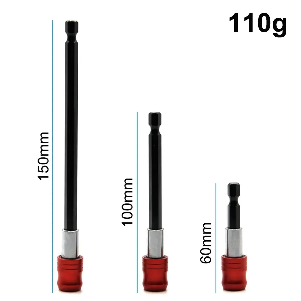 Schnellwechsel-Magnet-Bithalter, rot, 3 Stück, 1/4 Zoll, universeller Sechskantschaft, 60 mm, 100 mm, 150 mm (2,36 Zoll, 3,94 Zoll, 5,91 Zoll), Bohrerhalter-Set – Detail 2