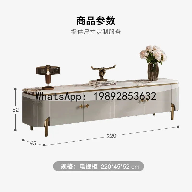 

FF light luxury TV cabinet high-end living room bright marble paint floor cabinet coffee table combination